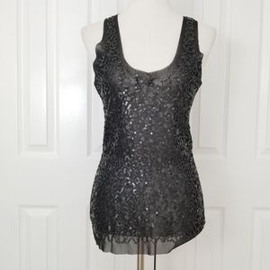 Max Studio Black Sequin Tank - Size Medium